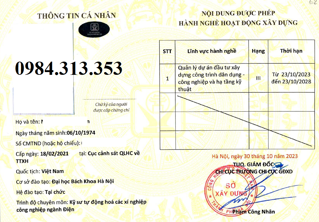 chứng chỉ hành nghề quản lý dự án