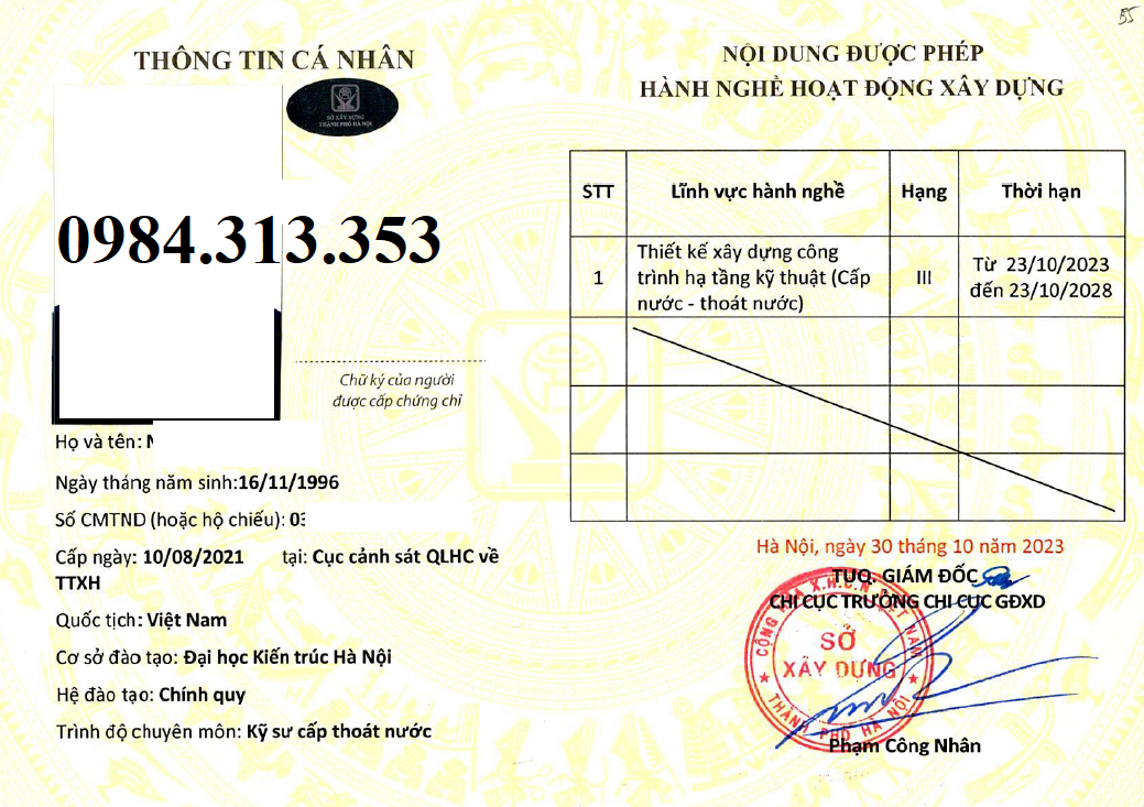 chứng chỉ hành nghề thiết kế Dân dụng