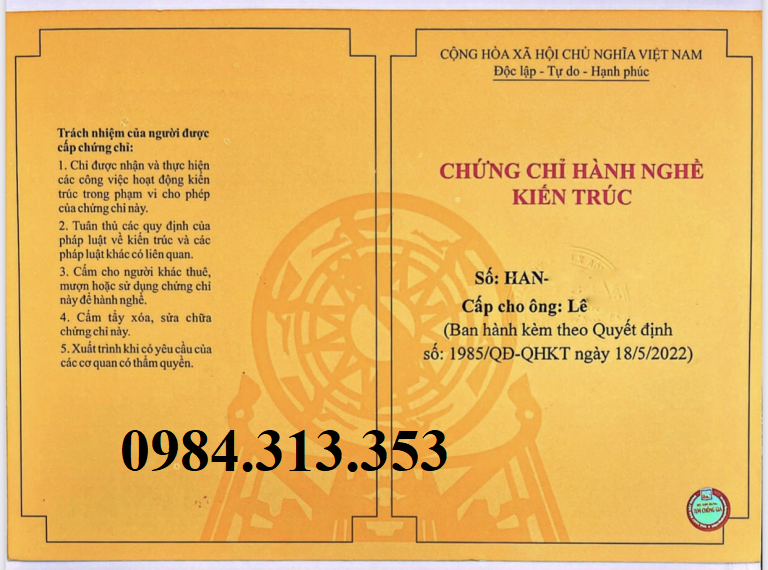 chứng chỉ thiết kế kiến trúc
