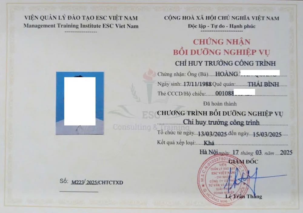 Khóa học bồi dưỡng Chỉ huy trưởng công trình – Cấp chứng chỉ theo quy định